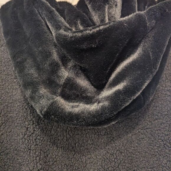 New Eden Society Womens Black sherpa Jacket Coat snap button Pockets Hooded sz S - Picture 11 of 12